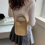 Summer Straw Woven Bucket Bag for Women