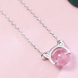 Sterling Silver Strawberry Crystal Pendant Necklace for Gift