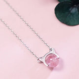Sterling Silver Strawberry Crystal Pendant Necklace for Gift