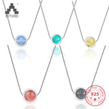Strawberry Crystal Pendant Necklace 925 Silver Short Necklaces