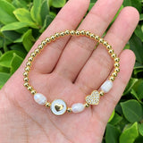 Strong Plated Wire Bracelet Pearl Cross/Heart Personalized Jewelry