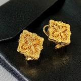 Shell Flower Earrings High Studs Clip Style for Women