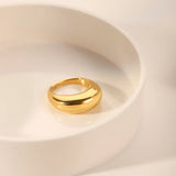 Stylish 18K Plated Arc Shape Chunky Punk Ring Stainless Steel Finger Rings