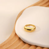 Stylish 18K Plated Arc Shape Chunky Punk Ring Stainless Steel Finger Rings