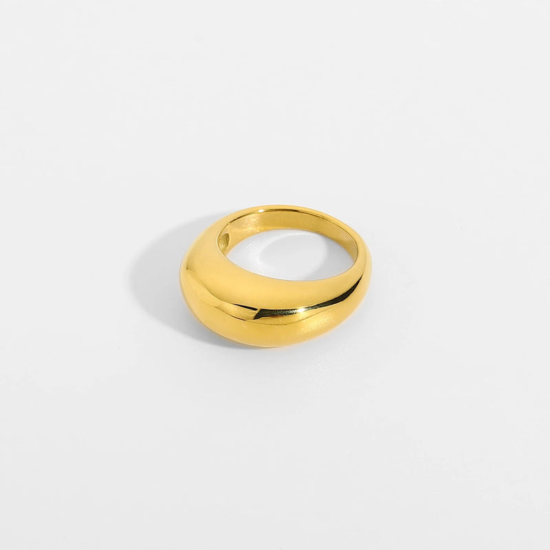 Stylish 18K Plated Arc Shape Chunky Punk Ring Stainless Steel Finger Rings