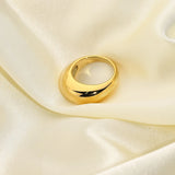 Stylish 18K Plated Arc Shape Chunky Punk Ring Stainless Steel Finger Rings