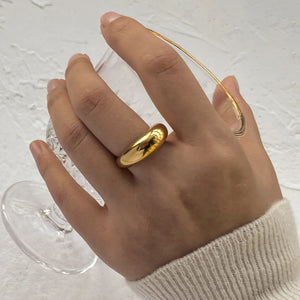 Stylish 18K Plated Arc Shape Chunky Punk Ring Stainless Steel Finger Rings