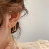 Fairy Chain Tassel Flower Earrings with Zircon