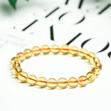 Synthetic Citrine Yellow Crystal Bracelet Round Beads Elastic Rope