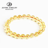 Synthetic Citrine Yellow Crystal Bracelet Round Beads Elastic Rope