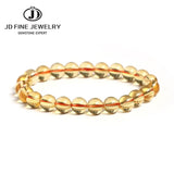 Synthetic Citrine Yellow Crystal Bracelet Round Beads Elastic Rope