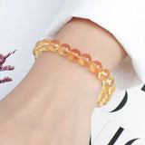 Synthetic Citrine Yellow Crystal Bracelet Round Beads Elastic Rope