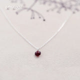 925 Silver Water Drop Pendant Red Garnet Necklace