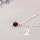 925 Silver Water Drop Pendant Red Garnet Necklace