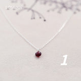 925 Silver Water Drop Pendant Red Garnet Necklace
