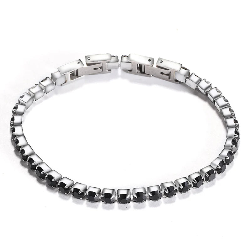 Tennis Bracelet Pave Clear Cubic Zircon Stainless Steel Bangle