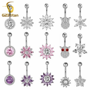 14G G23 Titanium Barbell Belly Earing Crystal Navel Rings