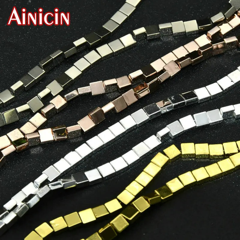 Titanium Plating Square Shape Hematite Beads 10strand/lot