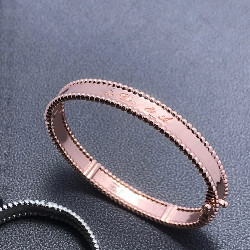 925 Silver Round Bead Edge Bracelet Women Party Jewelry