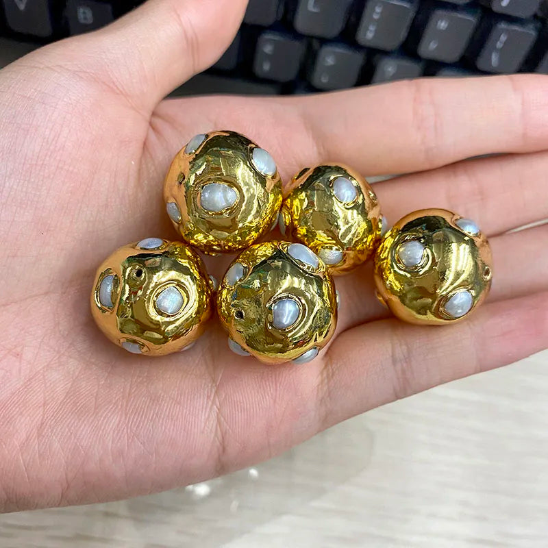 Round Spherical Loose Beads Natural Pearls Plated Bracelet Beads