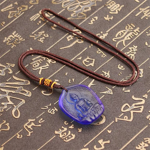 Natural Crystal Carved Buddha Lucky Pendant Necklace