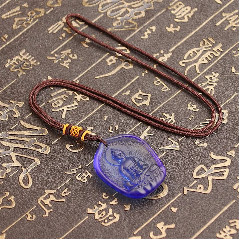 Natural Crystal Carved Buddha Lucky Pendant Necklace