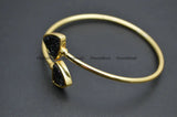 Double Druzy Agate Heart Beads Wire Cuff Bangles