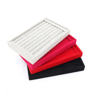 Velvet Jewelry Tray Ring Earring Storage Box Necklace Pendant Display