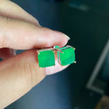8x8mm Emerald Tourmaline Stud Earrings Two Tone Plated 925 Sterling Silver