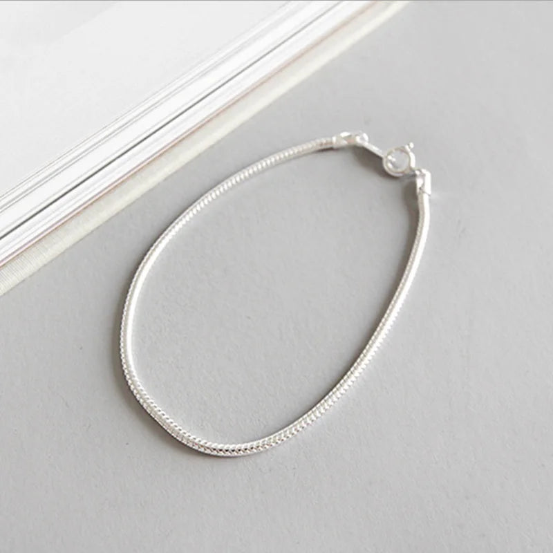 High Vintage 925 Silver Bracelet Snake Chain Charm Jewelry