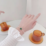 Vintage Emerald Zircon Square Freshwater Pearl Bracelet