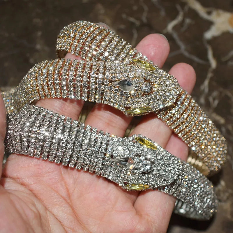 Vintage Rhinestone Snake Choker Necklace