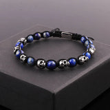 Vintage Stainless Steel Skull Beaded Macrame Bracelet Men Gift