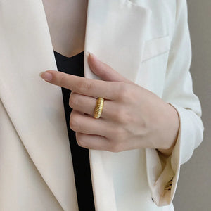 Waterproof 18K IP Plating Stainless Steel Chunky Ring for Women