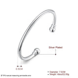 925 Silver Round Shape Open Bracelet Bangle for Women