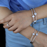 High Women Jewelry Cuff Bracelet Bangles Silver Big Square Cubic Zircon