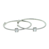High Women Jewelry Cuff Bracelet Bangles Silver Big Square Cubic Zircon