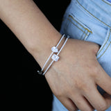 High Women Jewelry Cuff Bracelet Bangles Silver Big Square Cubic Zircon