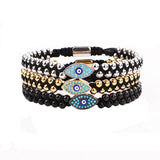 Stainless Steel Beads CZ Eye Charm Macrame Friendship Bracelet