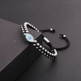 Stainless Steel Beads CZ Eye Charm Macrame Friendship Bracelet