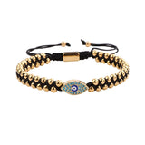 Stainless Steel Beads CZ Eye Charm Macrame Friendship Bracelet