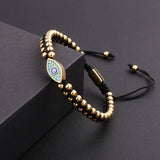 Stainless Steel Beads CZ Eye Charm Macrame Friendship Bracelet