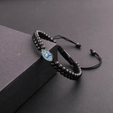 Stainless Steel Beads CZ Eye Charm Macrame Friendship Bracelet