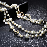 High Women Necklace Long Pendants Layered Pearl Number 5 Flower Collares Moda