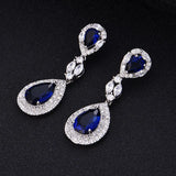 Silver Water Drop CZ Clip On Earrings