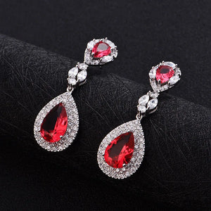 Silver Water Drop CZ Clip On Earrings