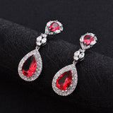 Silver Water Drop CZ Clip On Earrings