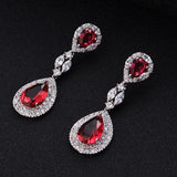 Silver Water Drop CZ Clip On Earrings
