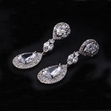 Silver Water Drop CZ Clip On Earrings