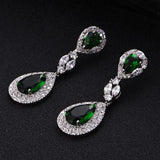 Silver Water Drop CZ Clip On Earrings